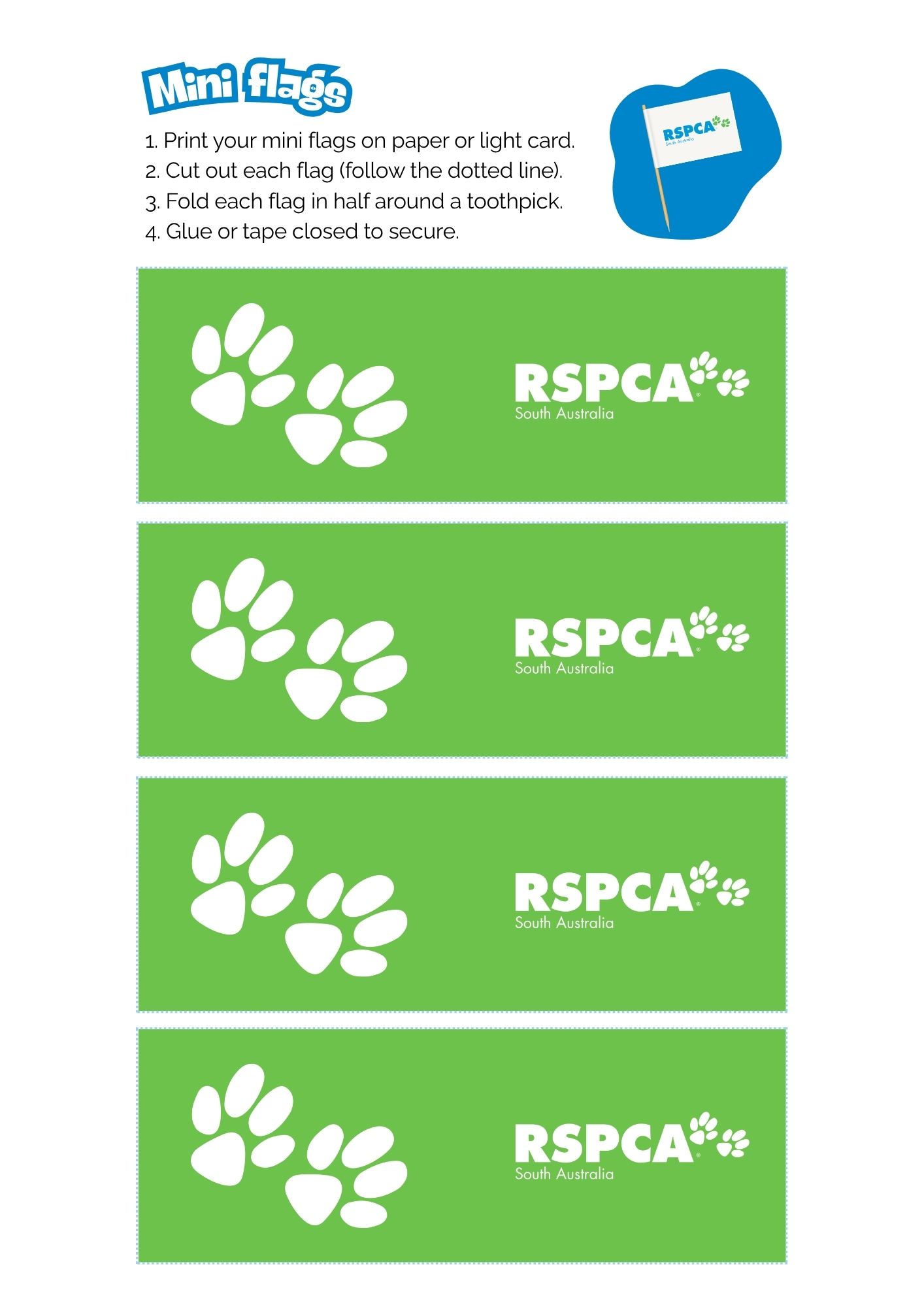 Green Paws Mini Flag